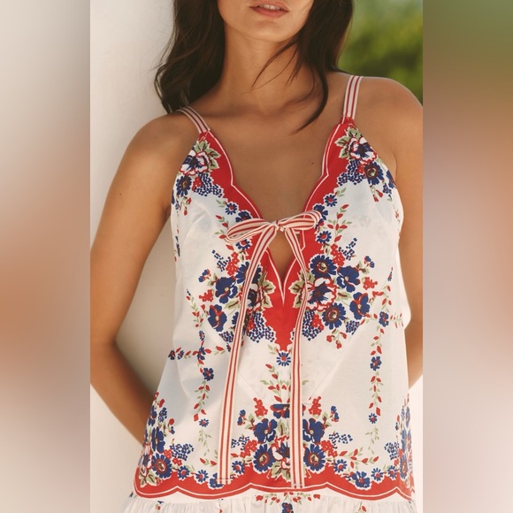 NWT Anthropologie Celandine Plunge-Neck Drop-Waist Cotton Midi Dress Sz XL - Picture 3 of 12